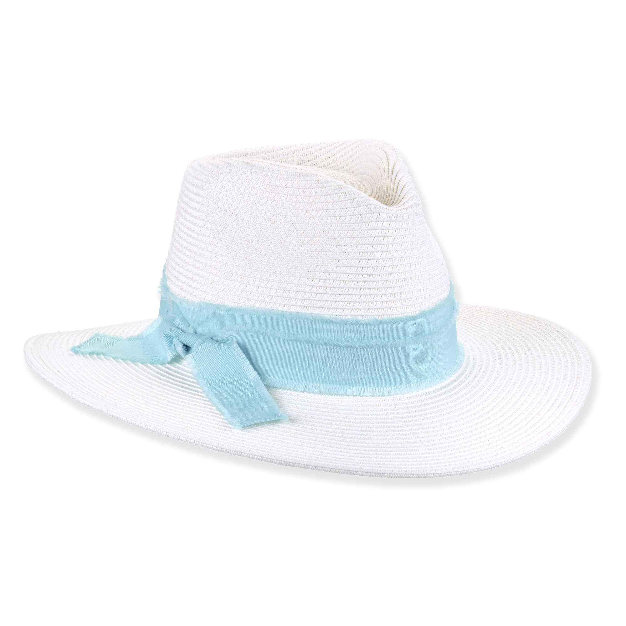 Three-quarter studio view of Sun N Sand HH3503 tan safari hat featuring a multi-tonal braided fabric band and metallic logo.