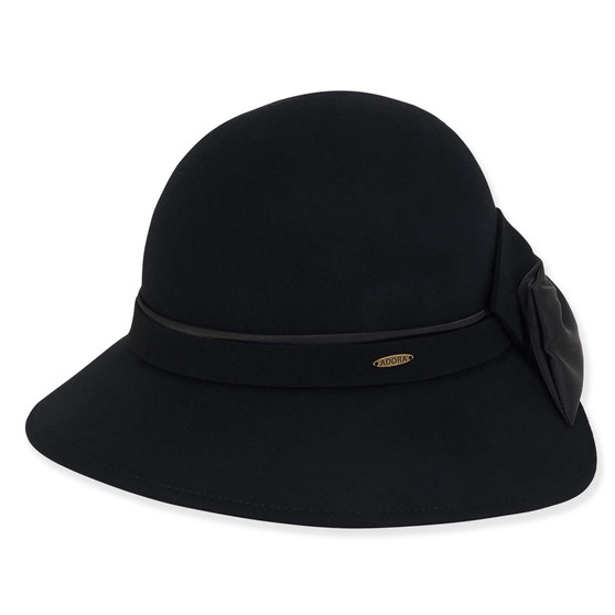 Black Wool Felt Cloche Hat