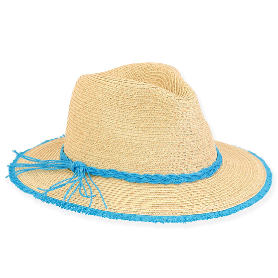Blue Young Girls Paper Braid Safari Hat