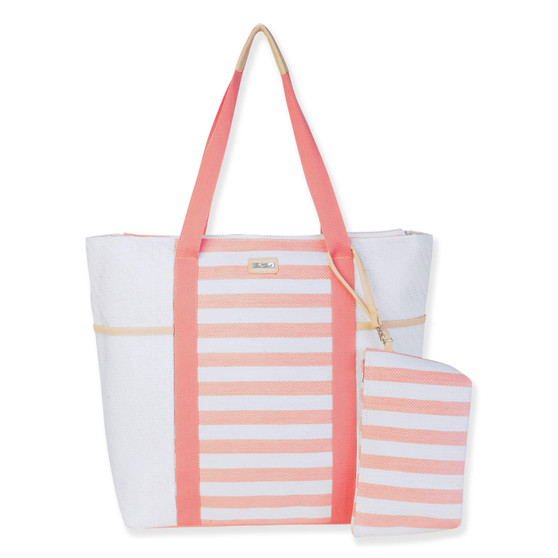 Pink, Paper Straw Shoulder Tote | CE6714 A