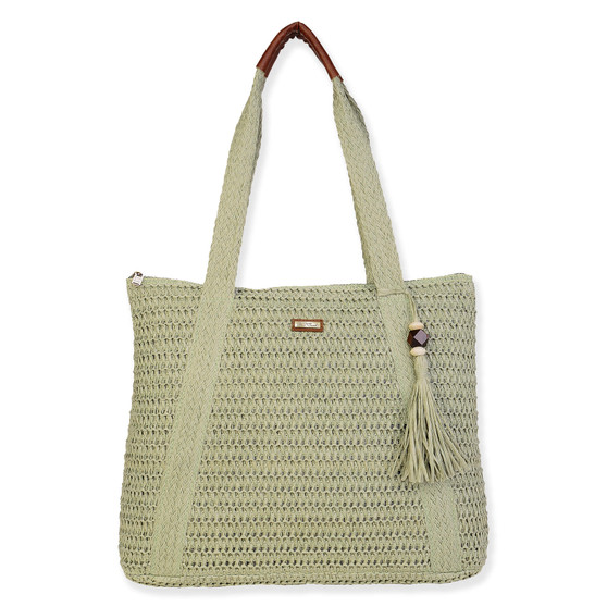 Green, Paper Crochet Shoulder Tote | CE6697 C