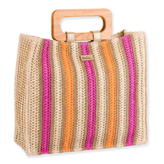 Brook Willow - Wooden Handle Tote - Sun N Sand - CE6818 A | Side View