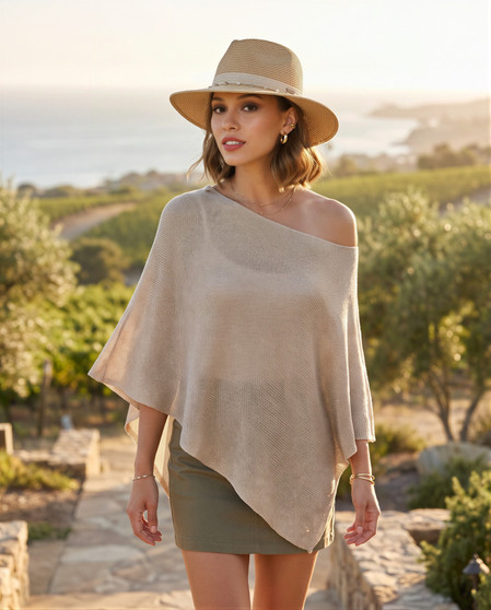 Tan safari hat featuring Sparkly Metallic Lurex, Adjustable, UPF 50+.