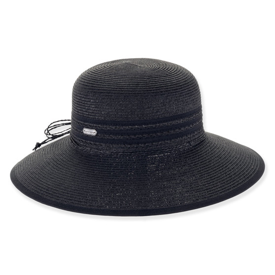 Black bucket hat featuring Adjustable, UPF 50+, Bow.