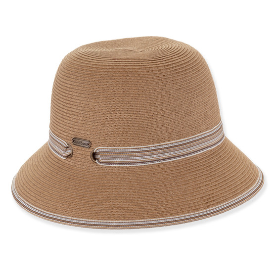 Tan bucket hat featuring Adjustable, UPF 50+.