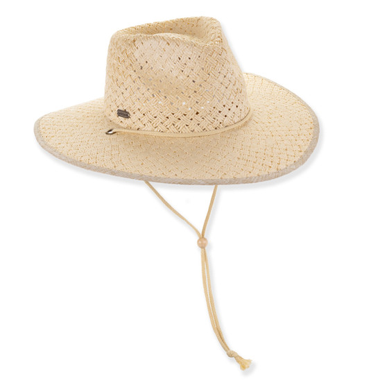 Natural safari hat featuring Chin Cord, Adjustable, UPF 50+.