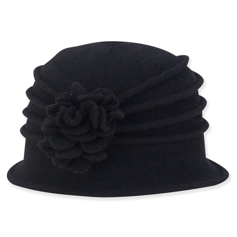 Black Soft Wool Cloche Hat