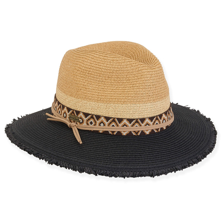 Black  Paper Straw Safari Hat