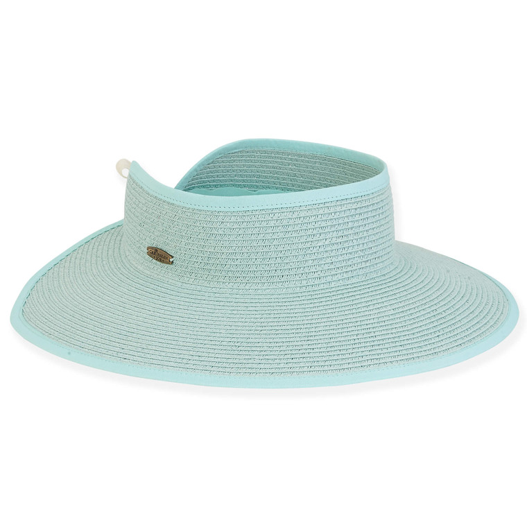 Caribbean Joe | Green Paper Straw Roll-Up Sun Visor