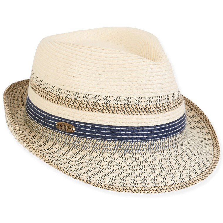 Caribbean Joe Navy Paper Fedora Hat