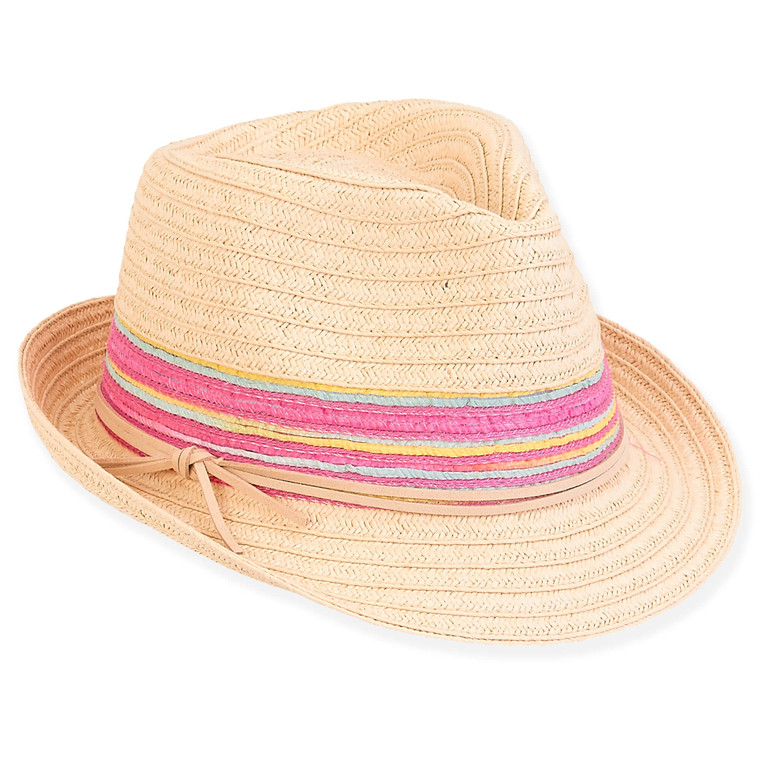 Natural Young Girls Paper Straw Fedora Hat