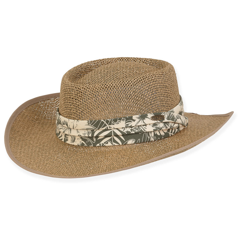 Natural  Paper Straw Gambler Hat