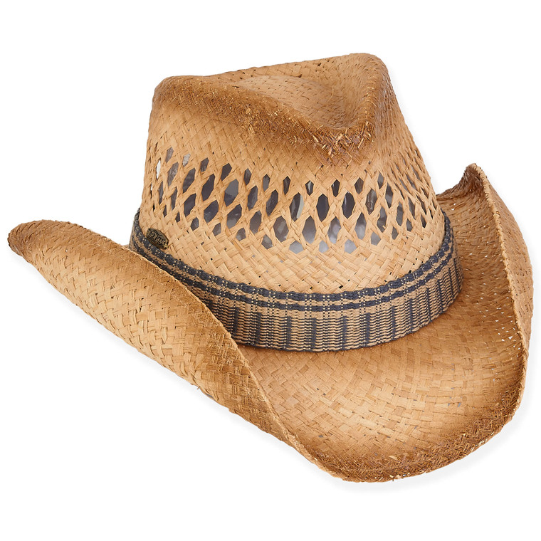 Natural Mens Raffia Western Hat