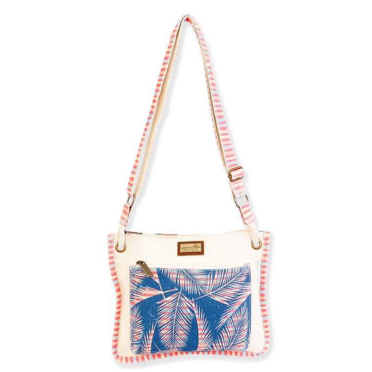 Retro Palm Fronds | Artistic Totes E/W Crossbody | Front View