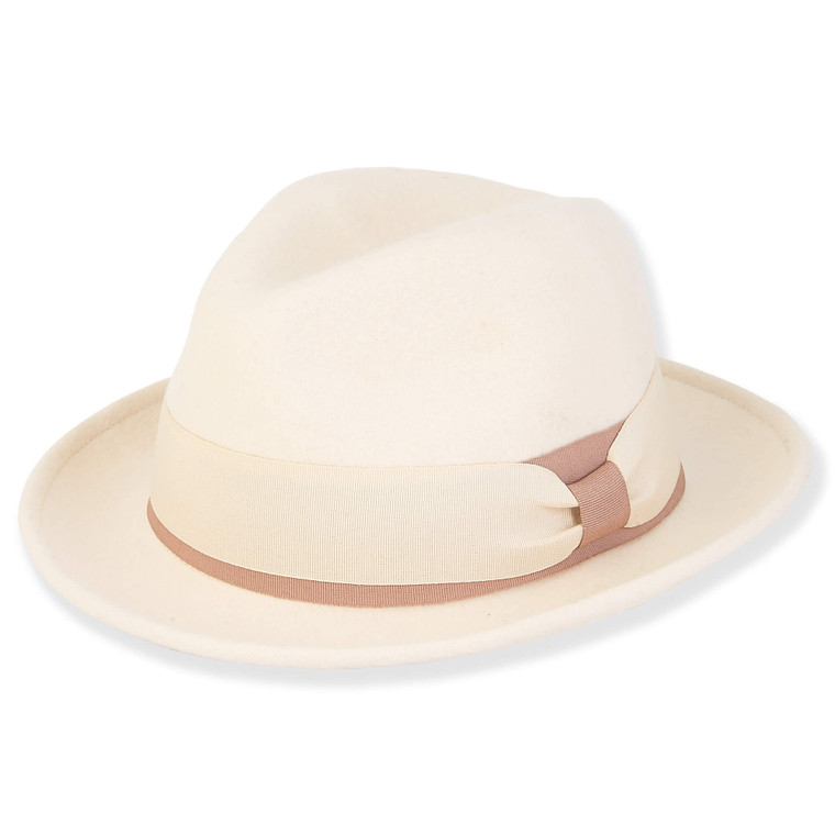 Ivory Wool Felt Fedora Hat