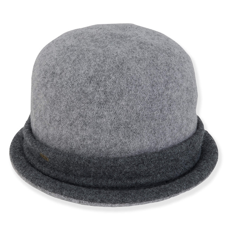 Grey Soft Wool Cloche Hat