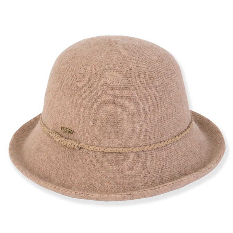 Beige Soft Wool Up Brim Hat