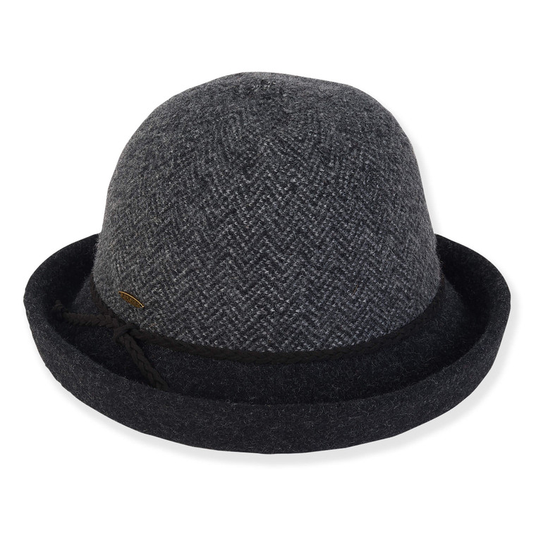 Black Soft Wool Up Brim Hat