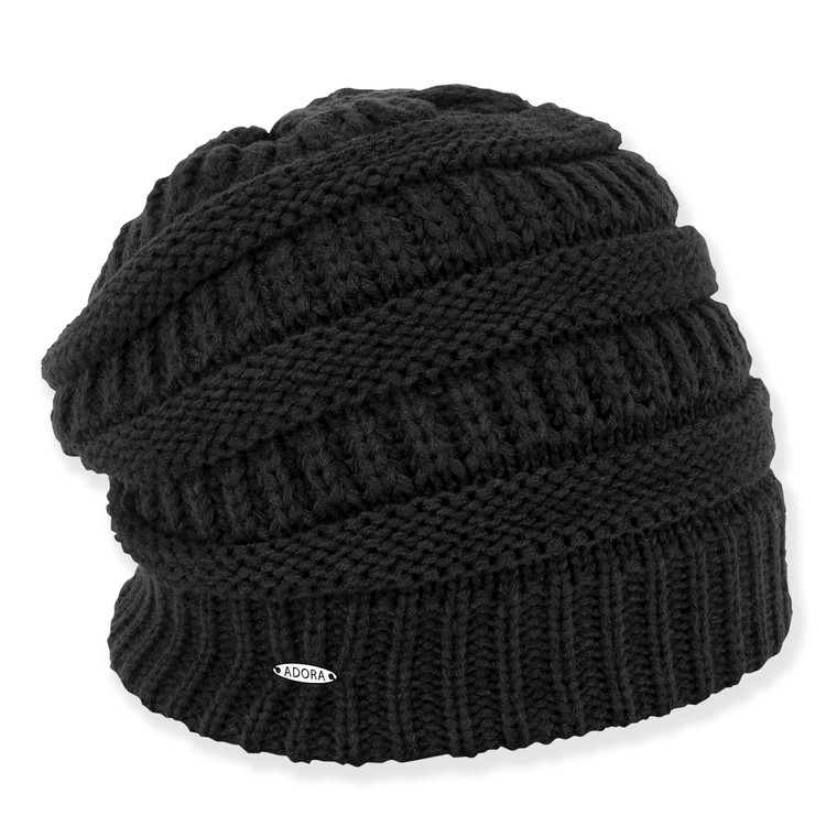 Black Poly Fabric Beanie Hat