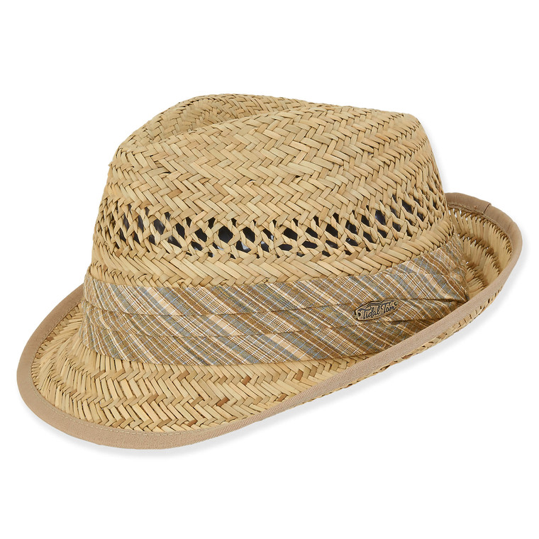 Natural  Rush Straw Fedora Hat