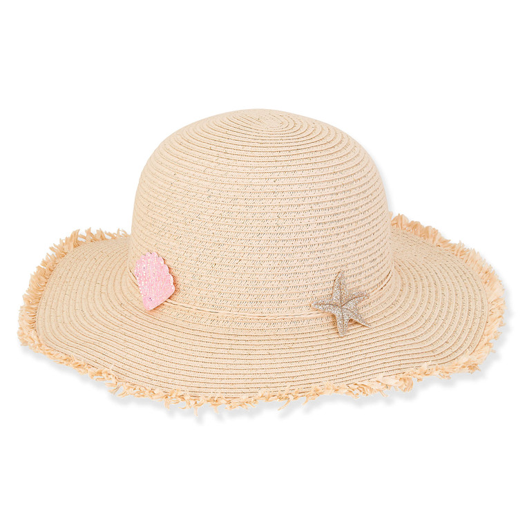 Natural Young Girls Paper Straw Floppy Hat