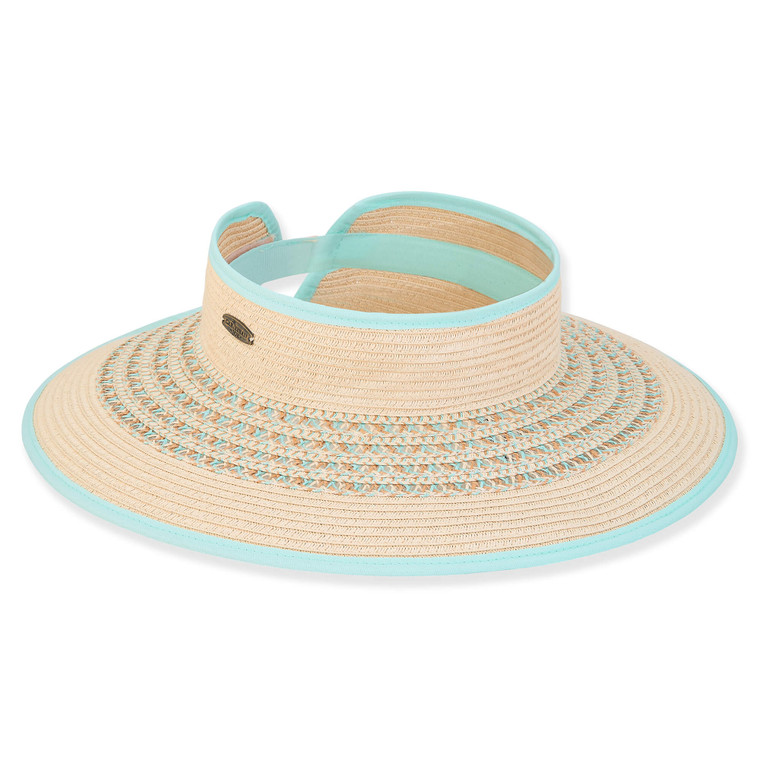 Caribbean Joe | Natural Paper Straw Roll-Up Sun Visor