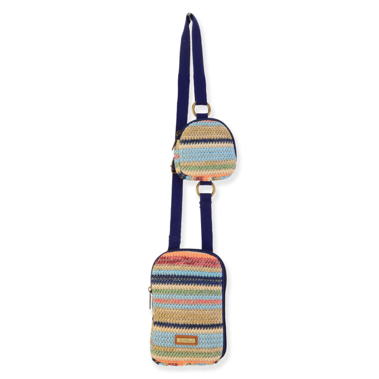 Blue Multi - Poly Straw Crossbody