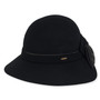 Black Wool Felt Cloche Hat