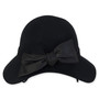 Back View - Black Wool Felt Cloche Hat