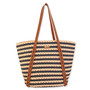 Black - Natural Straw Shoulder Tote