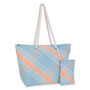 Blue, PP Straw Shoulder Tote | CE6660 A | Side View