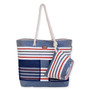 Navy, Paper Straw Shoulder Tote | CE6663 B