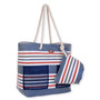 Navy, Paper Straw Shoulder Tote | CE6663 B | Side View