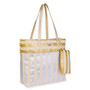 Gold, Paper Straw Shoulder Tote | CE6665 B | Side View