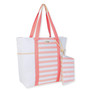 Pink, Paper Straw Shoulder Tote | CE6714 A | Side View