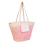 Pink, Paper Straw Shoulder Tote | CE6674 B | Side View