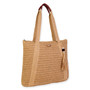 Tan, Paper Crochet Shoulder Tote | CE6697 B | Side View