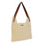 Natural, Paper Crochet Shoulder Tote | CE6708 A | Side View