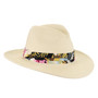 Front angle view of the Sun N Sand HCJ455 women’s paper braid safari hat in natural weave, featuring a wide structured brim and decorative hatband for sun protection.