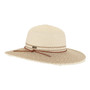 Three-quarter view of a Sun N Sand women's floppy hat featuring a wide, undulating brim and textured braided paper-straw.