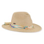 Three-quarter studio view of Sun N Sand HH3496 navy safari hat featuring a multi-textured braided band and metallic logo hardware.