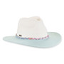 Three-quarter studio view of Sun N Sand HH3499 navy safari hat featuring gold chain link band and shimmering navy brim.