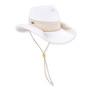 Three-quarter studio view of Sun N Sand HH3526 white western hat featuring a tan mesh-weave crown band and adjustable chin strap.