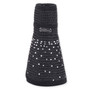 Three-quarter studio view of Sun N Sand HH3555 black straw rollup visor featuring sparkling rhinestone accents and black fabric binding.