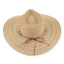 Three-quarter studio view of Sun N Sand HH3510 tan safari hat featuring a seashell and turquoise beaded band with metallic hardware.