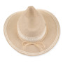 Three-quarter view of tan Sun N Sand HH3622 A safari hat featuring micro-weave straw, white embroidered band, and metal logo hardware.