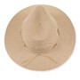 Three-quarter studio view of Sun N Sand HH3566 tan woven safari hat featuring an eyelet crown and puka shell cord band.