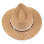 Three-quarter view of natural Sun N Sand HH3617 A fedora hat featuring braided straw, turquoise and wood bead band, and metal hardware.