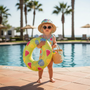 Webmaster Assistant said:
Webmaster Assistant
Lifestyle portrait of the Sun N Sand HK550 IG Kids’ Sun Hat in natural straw weave with a teal fruit-print brim, featuring a classic rounded crown and adjustable braided chin cord with a sizer bead for sun-safe outdoor play and comfortable poolside shade.