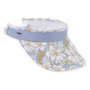 Front angle view of the Sun N Sand HH3655 women’s visor in floral print, featuring a curved brim and adjustable coil sizer for UPF protection.